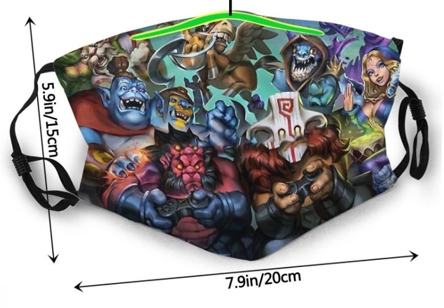 Маска защитная для лица Dota 2 Heroes + 2 угольных фильтра 