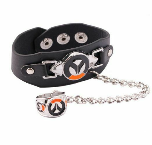 Браслет Overwatch Logo  кожа + кольцо 
