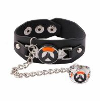 Браслет Overwatch Logo  кожа + кольцо 