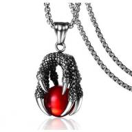 Медальйон Dragon Claw Stainless Steel Necklace Red Crystal