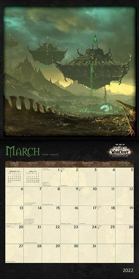 Календар 2022 World of Warcraft Square Wall Blizzard 16-month calendar 