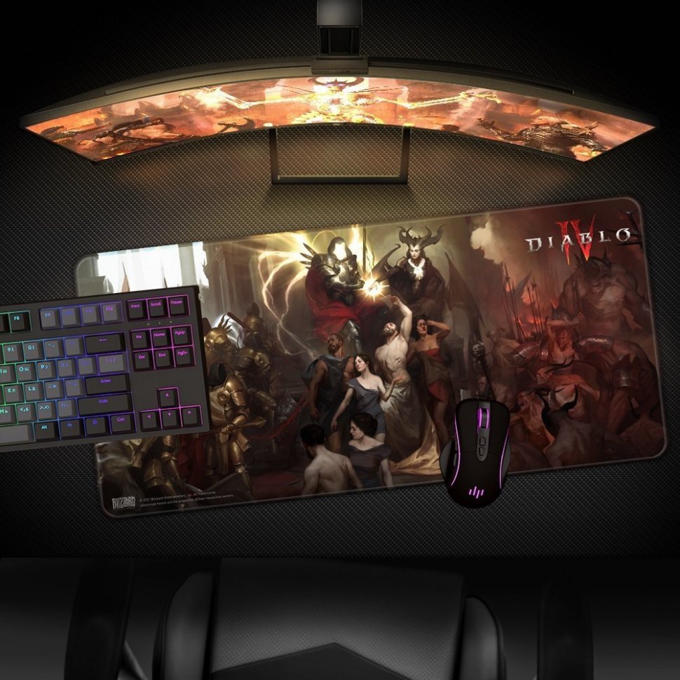 Килимок для миші ігрова поверхня Blizzard DIABLO IV 4 - Inarius and Lilith (Діабло) XL (90*42 cm) 