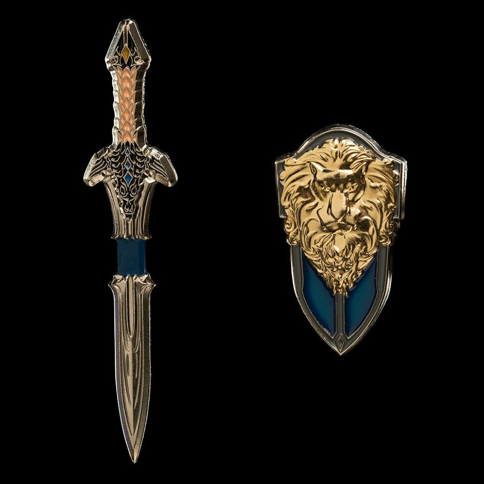 Значок collectible Pin Warcraft LOTHAR SWORD and SHIELD DUAL PIN 